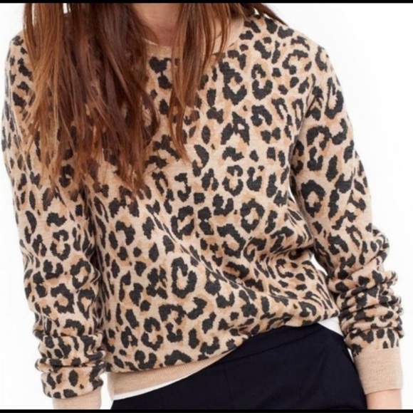 J. Crew 100% Merino Wool leopard print pullover crewneck sweater small - Picture 11 of 11